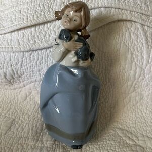Lladro NAO “Girl with Puppy” #1029, glossy porcelain